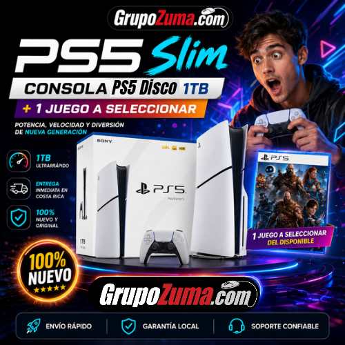 B1 PS5 SLIM DISCO & DIGITAL DE 1TB + 1 JUEGO A SELECCIONAR DEL DISPONIBLE