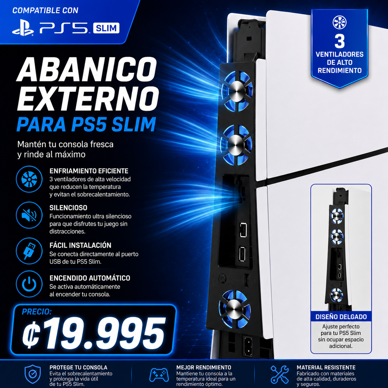 D1• ABANICO EXTERNO PARA PS5 SLIM