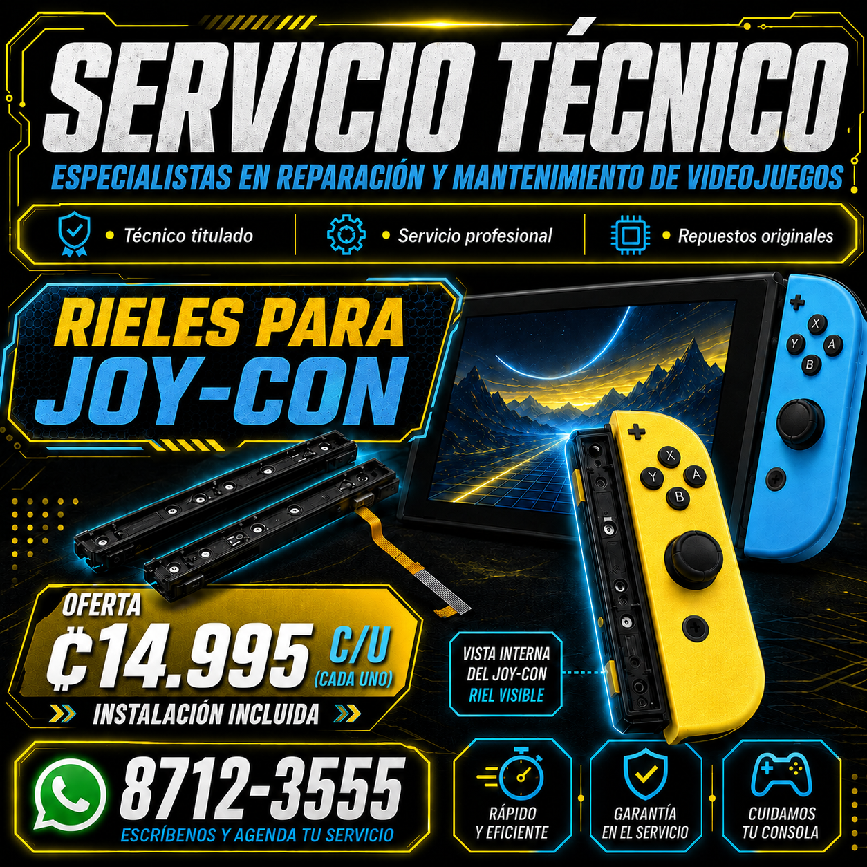 C9• CAMBIO DE RIELES PARA NINTENDO SWITCH, DISPONIBLE PARA CONSOLA O PARA JOYCON.